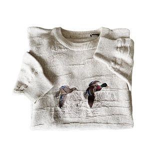 Vintage embroidered duck scene knit sweater